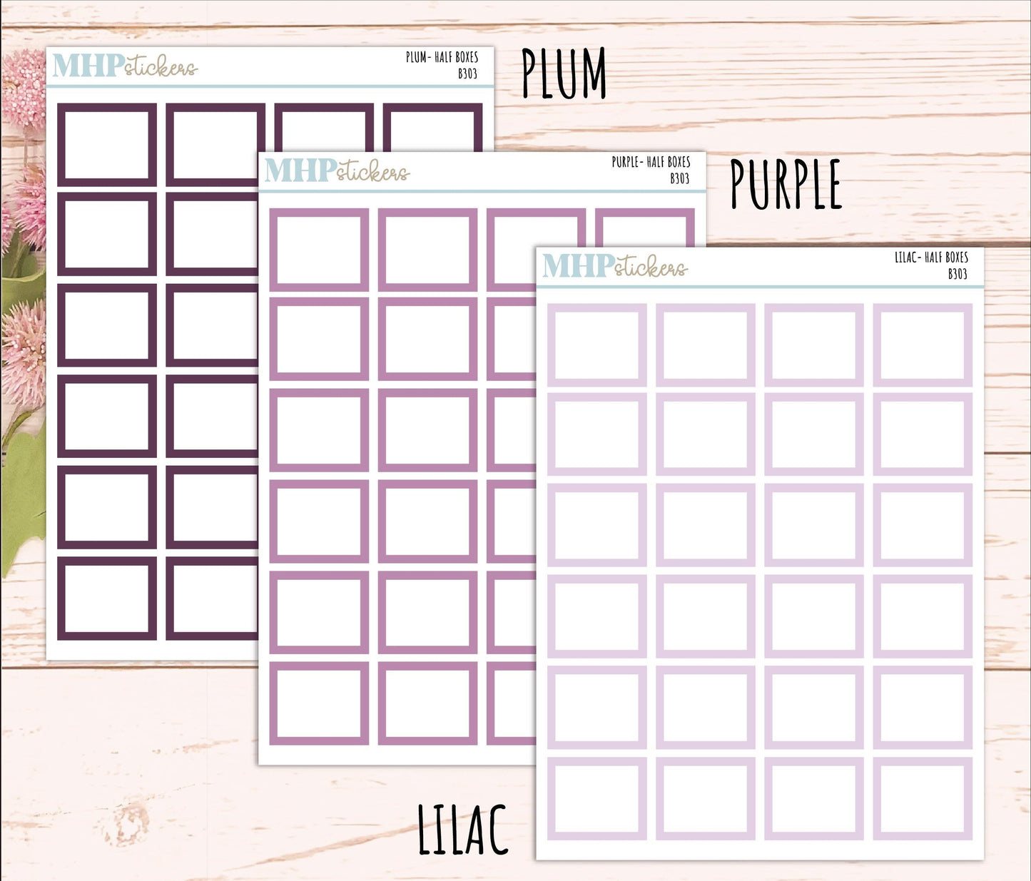Half Box Stickers for 7x9 Planners. Functional planner Stickers || B303