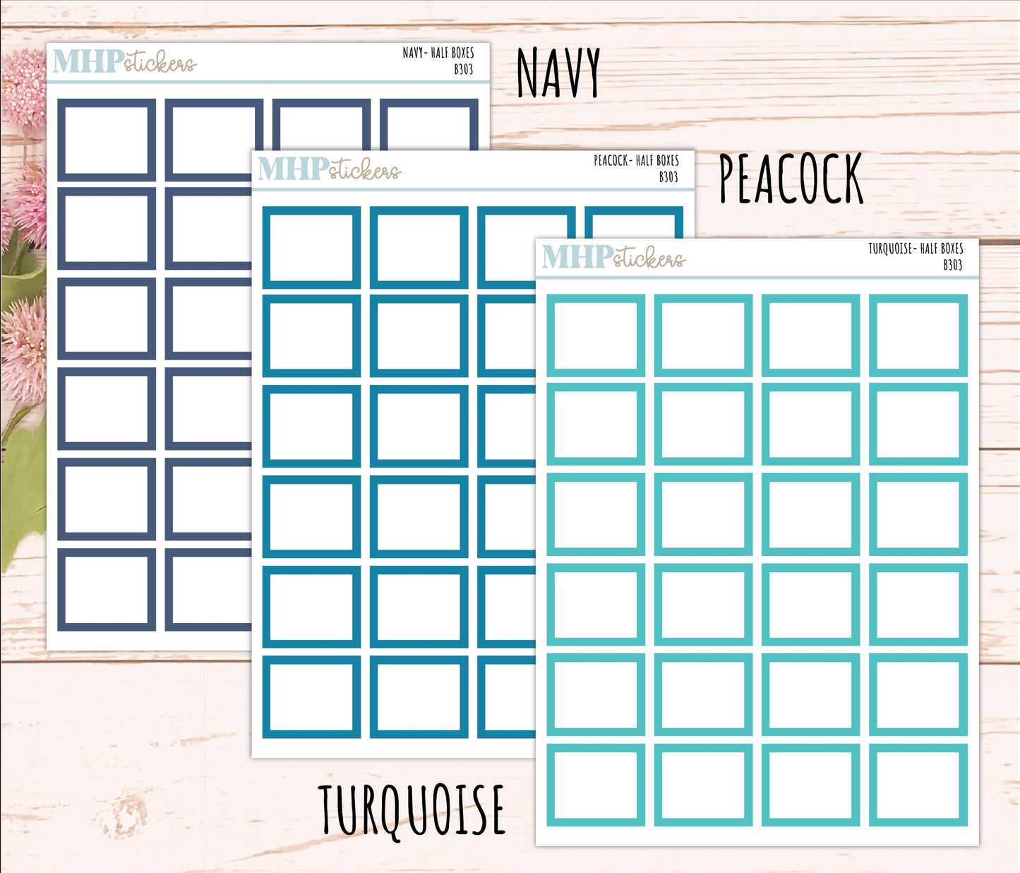 Half Box Stickers for 7x9 Planners. Functional planner Stickers || B303