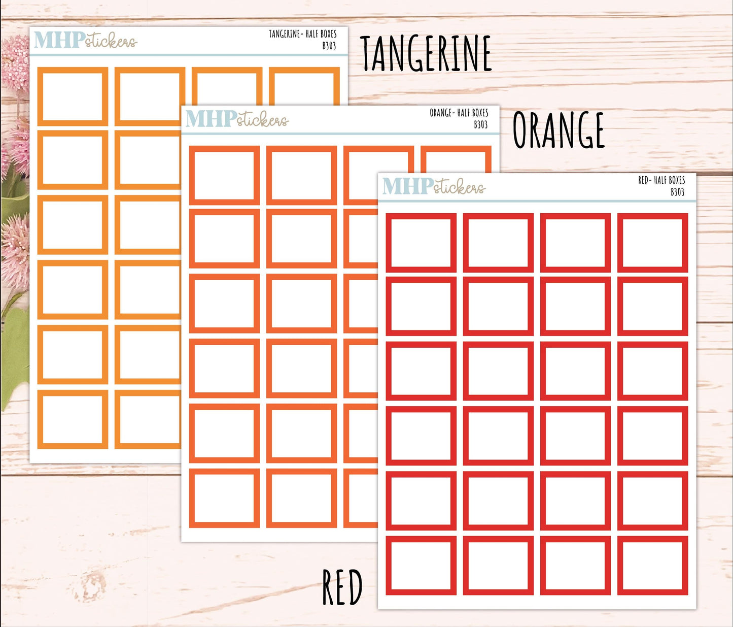Half Box Stickers for 7x9 Planners. Functional planner Stickers || B303