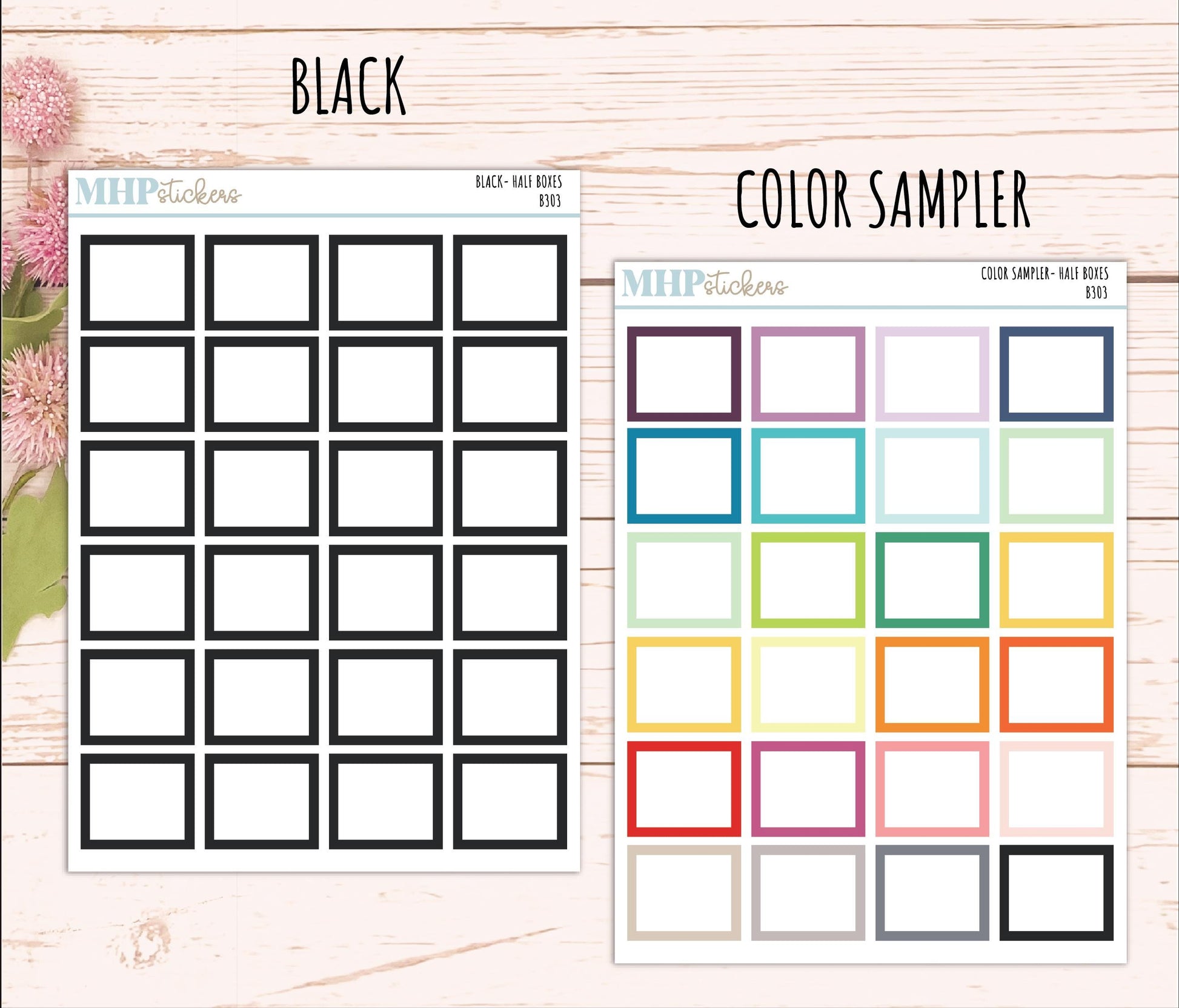 Half Box Stickers for 7x9 Planners. Functional planner Stickers || B303