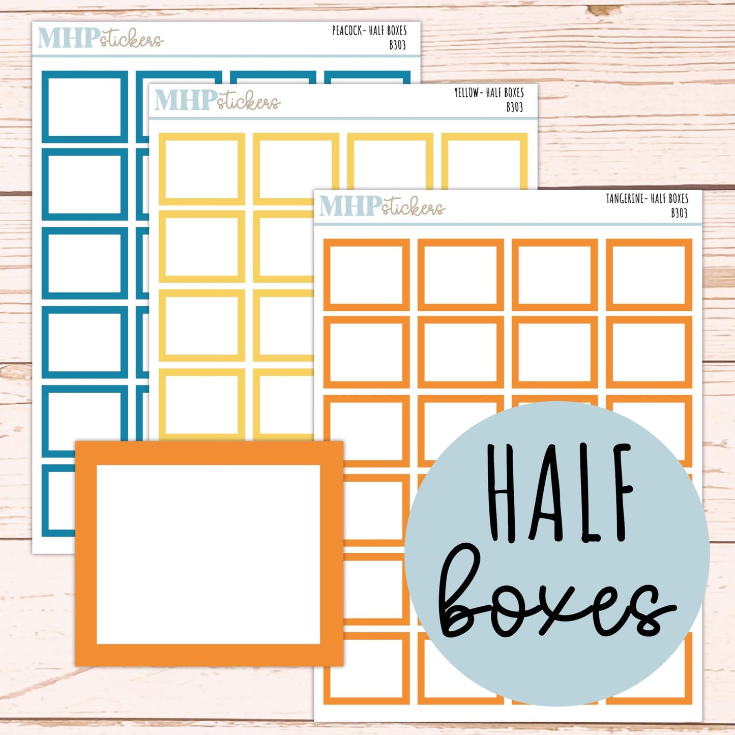 Half Box Stickers for 7x9 Planners. Functional planner Stickers || B303