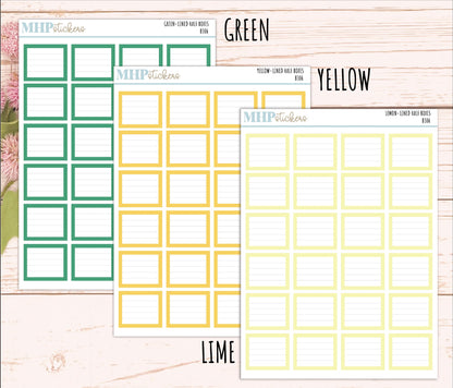 Half Lined Box Stickers for 7x9 Planners. Functional Planner Stickers || B306