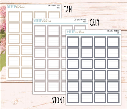 Half Lined Box Stickers for 7x9 Planners. Functional Planner Stickers || B306