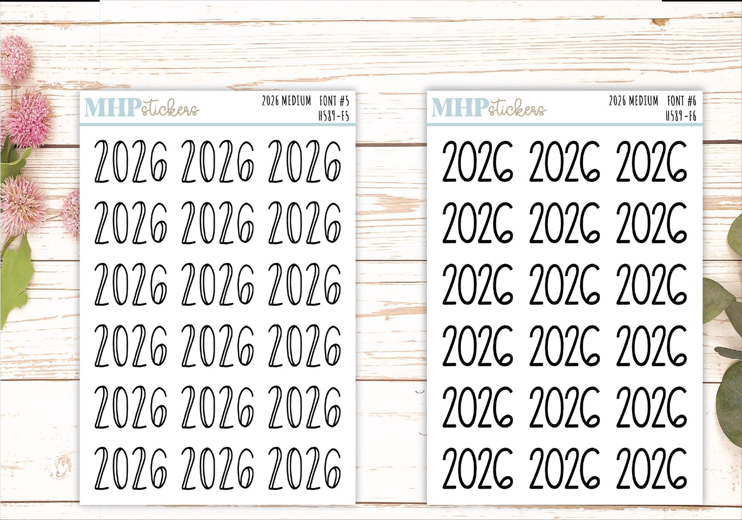 2026 Medium Year Stickers for Planners. || H589