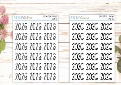 2026 Medium Year Stickers for Planners. || H589