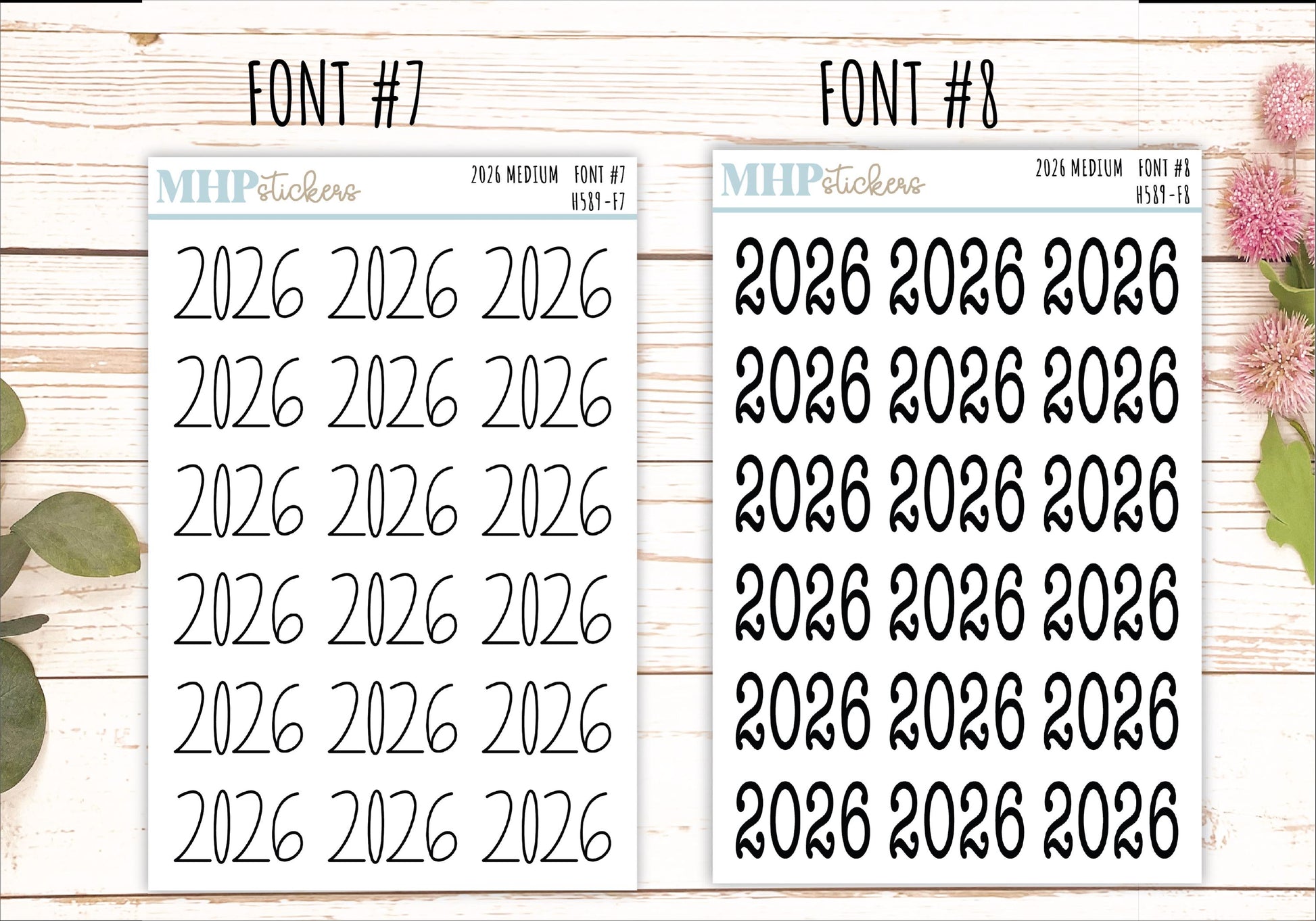 2026 Medium Year Stickers for Planners. || H589