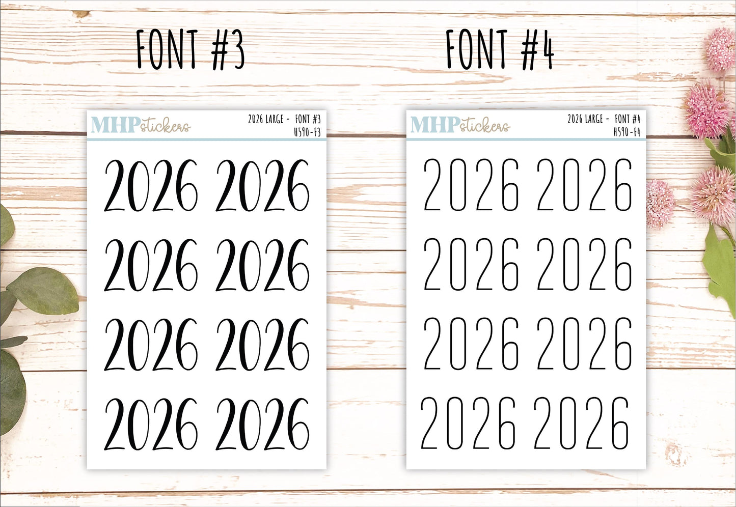 2026 Year Large Size Stickers for Planners || H590