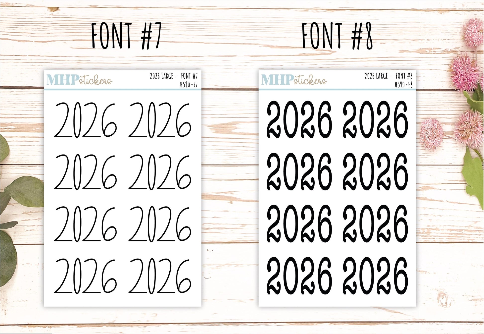 2026 Year Large Size Stickers for Planners || H590