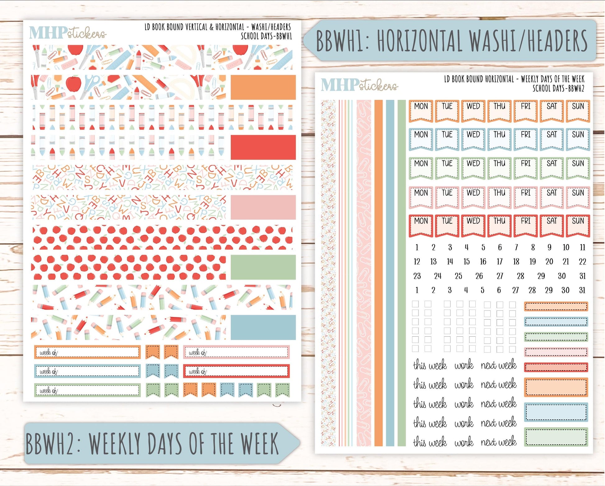 SEPTEMBER 2025 Stickers for Laurel Denise Book Bound Planner (Amanda's Collab). "School Days" || BB