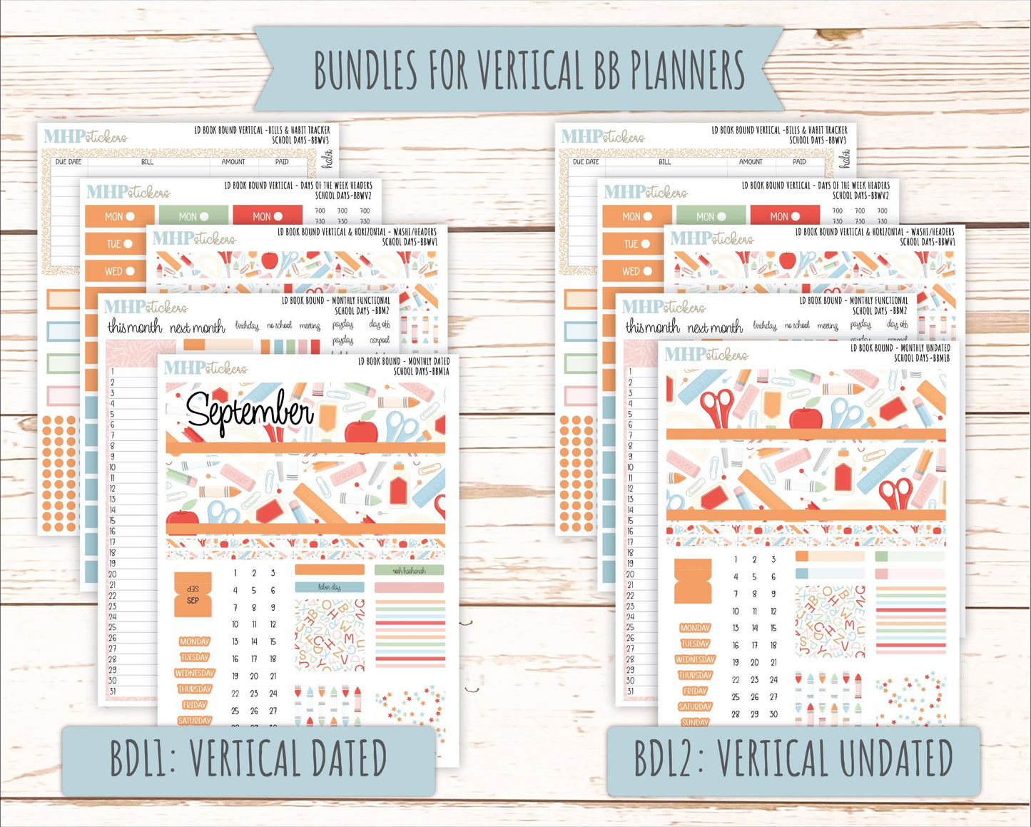 SEPTEMBER 2025 Stickers for Laurel Denise Book Bound Planner (Amanda's Collab). "School Days" || BB