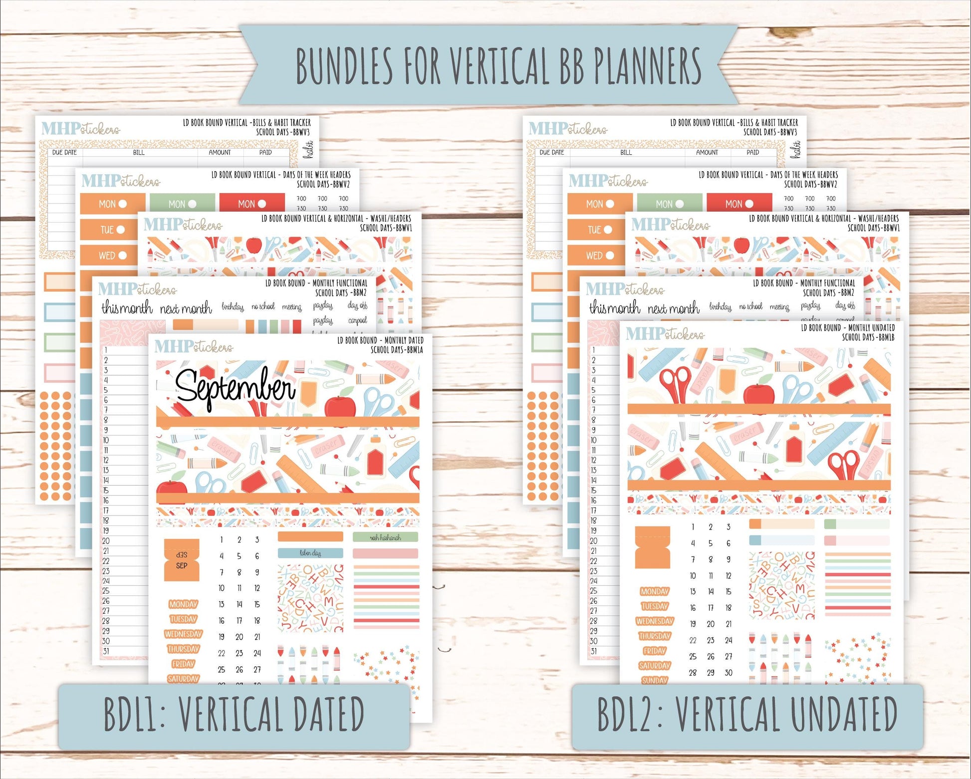 SEPTEMBER 2025 Stickers for Laurel Denise Book Bound Planner (Amanda's Collab). "School Days" || BB