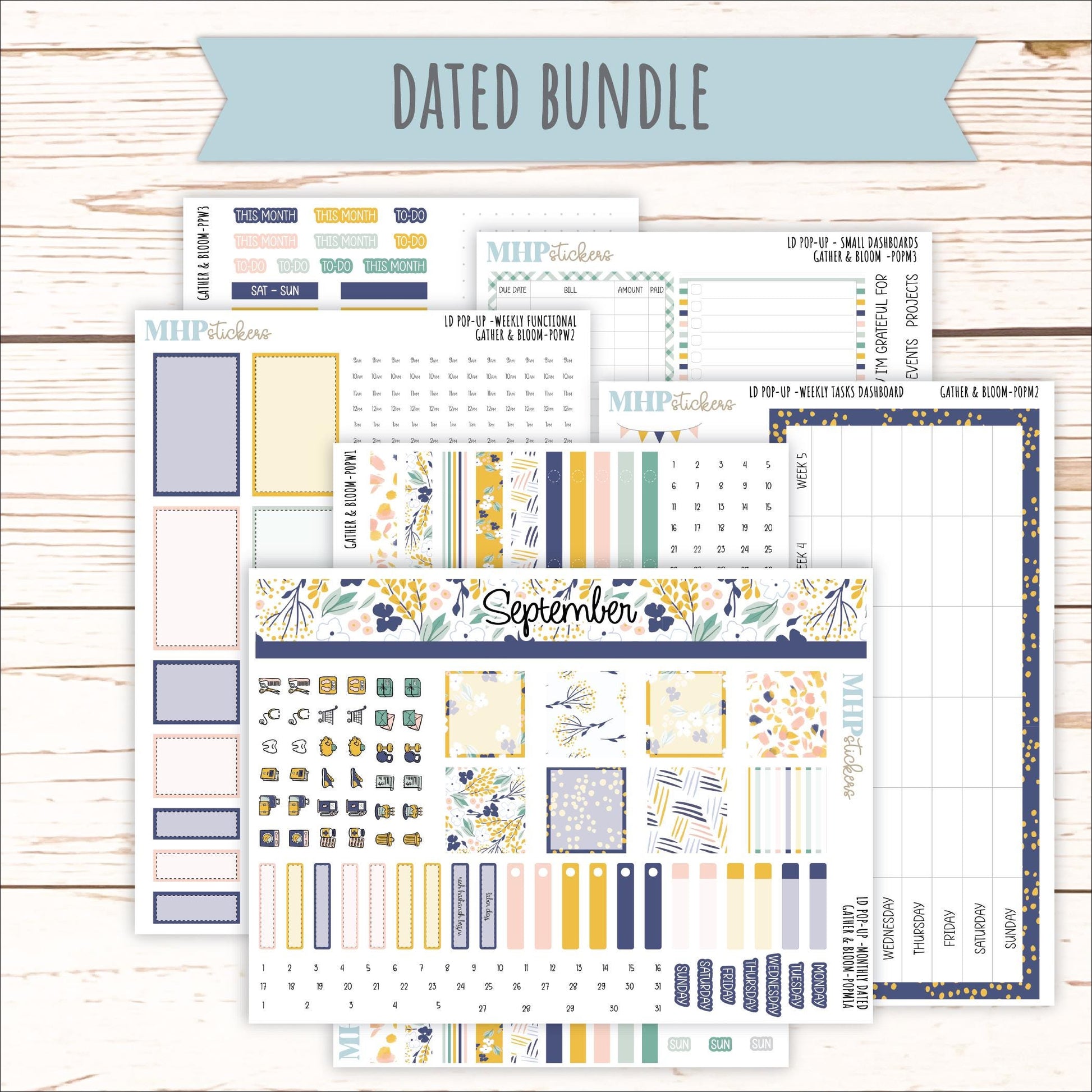 September 2025 Stickers for Laurel Denise POP-UP Planner. "Gather and Bloom" || POP