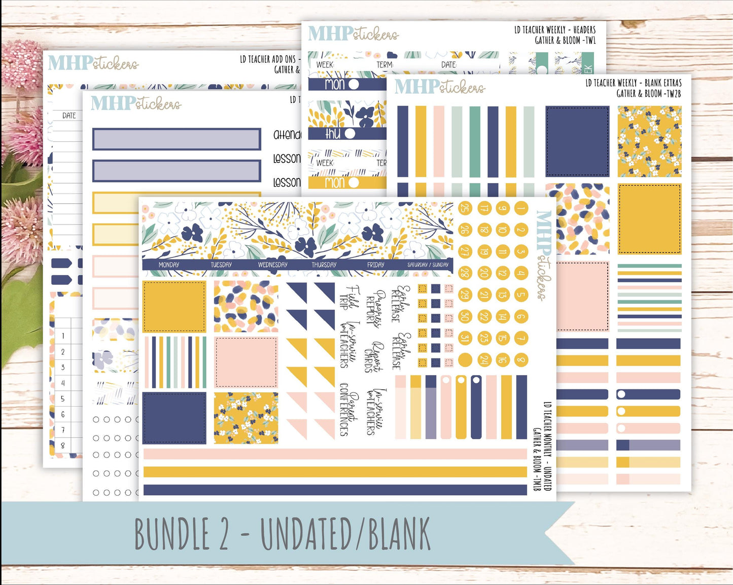 SEPTEMBER Stickers for Laurel Denise Teacher Planners. "Gather and Bloom" || TC