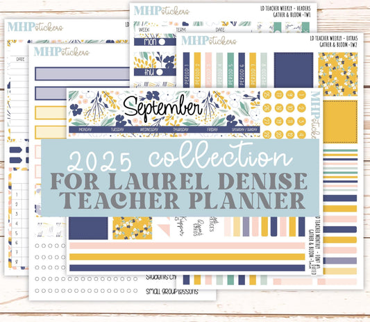 SEPTEMBER Stickers for Laurel Denise Teacher Planners. "Gather and Bloom" || TC