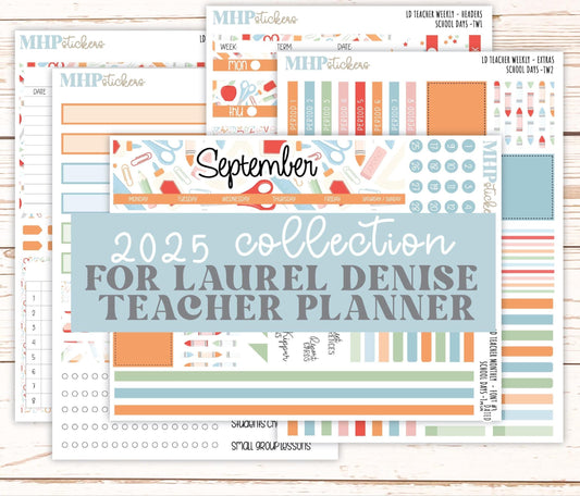 SEPTEMBER Stickers for Laurel Denise Teacher Planners. "School Days" || TC