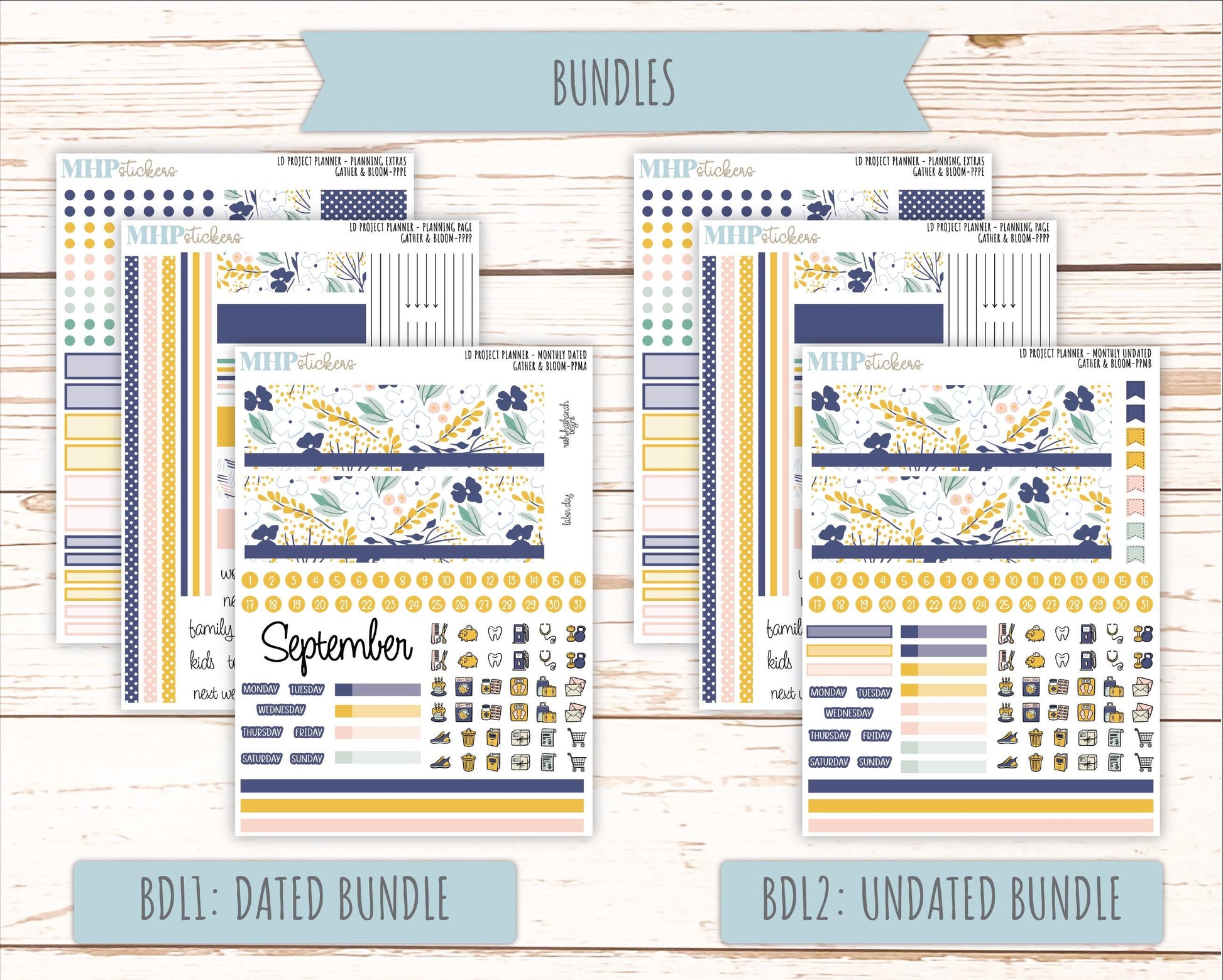 SEPTEMBER Stickers for LD 4-Column Planner (Formerly Project Planner) "Gather and Bloom" || PP