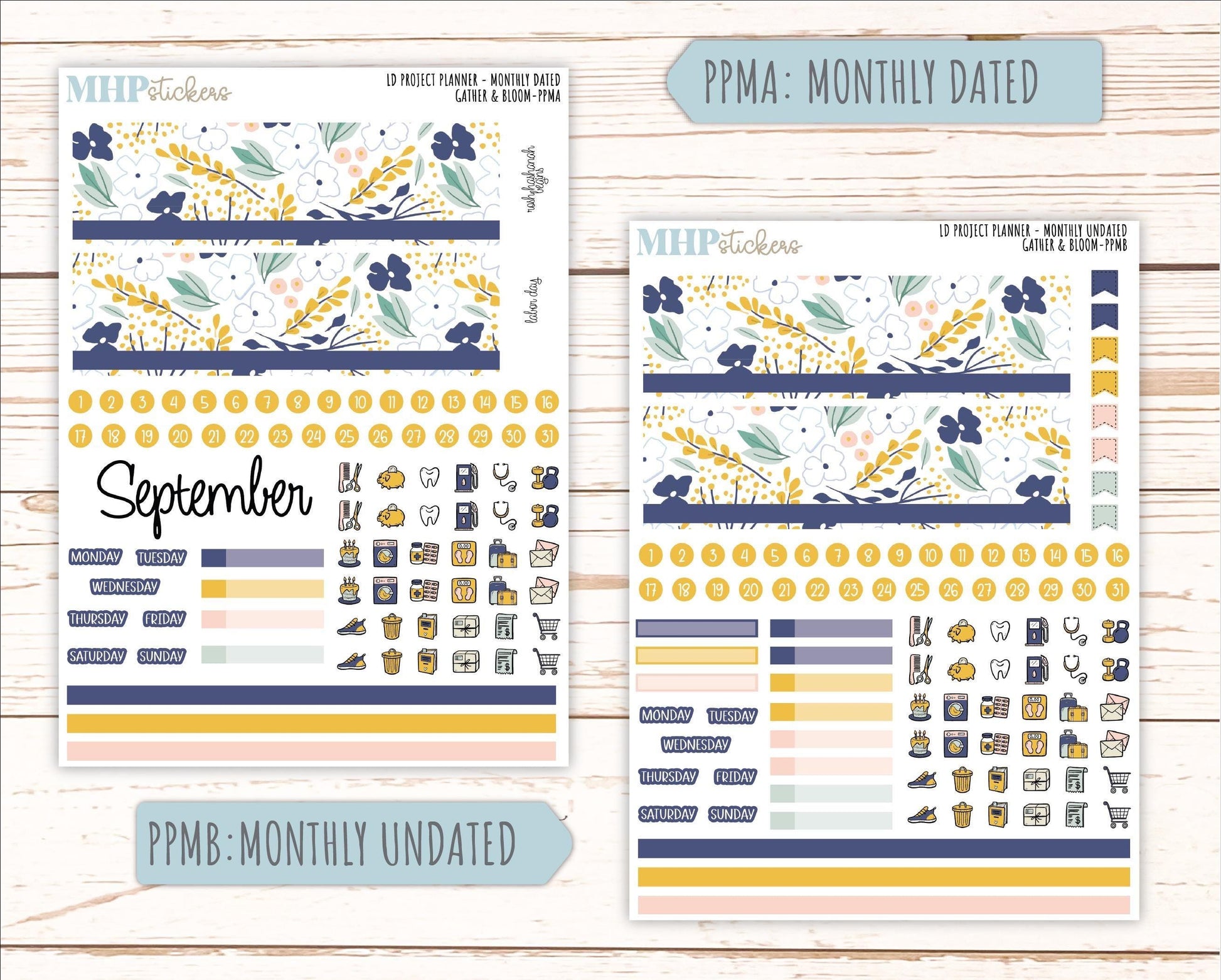 SEPTEMBER Stickers for LD 4-Column Planner (Formerly Project Planner) "Gather and Bloom" || PP