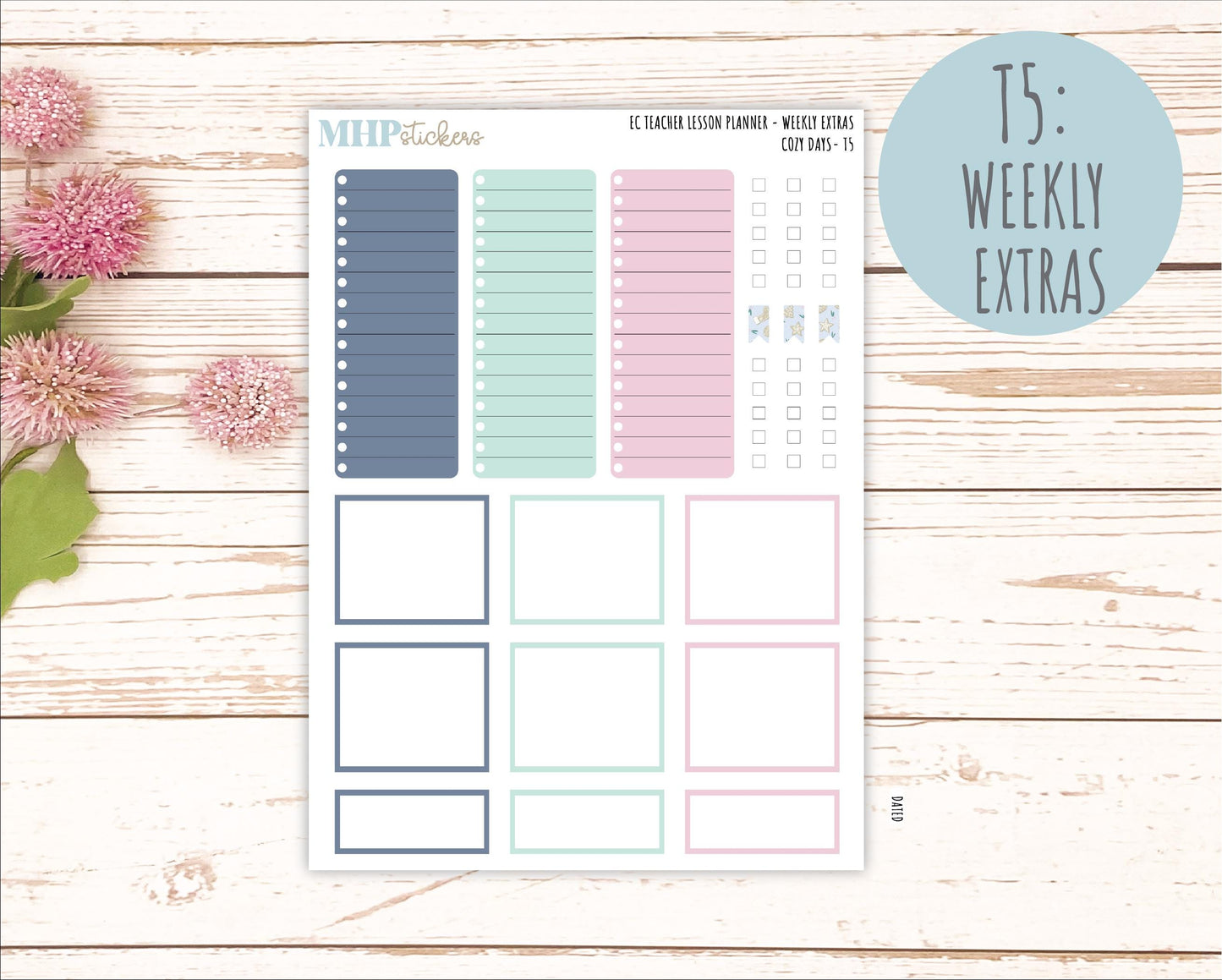 JANUARY Stickers for EC Teacher Lesson Planner. 2025 Collection "Cozy Days" || ECT