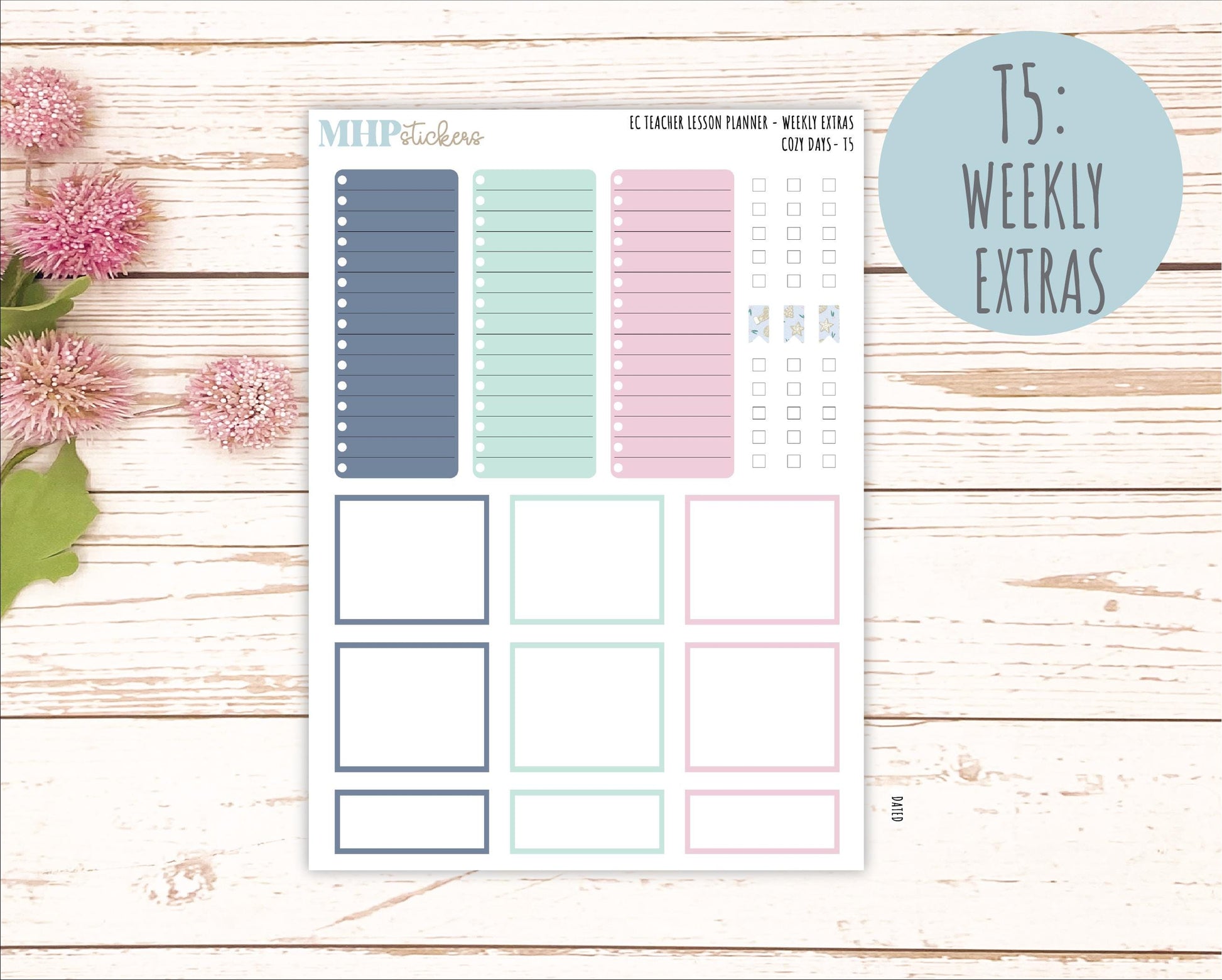 JANUARY Stickers for EC Teacher Lesson Planner. 2025 Collection "Cozy Days" || ECT