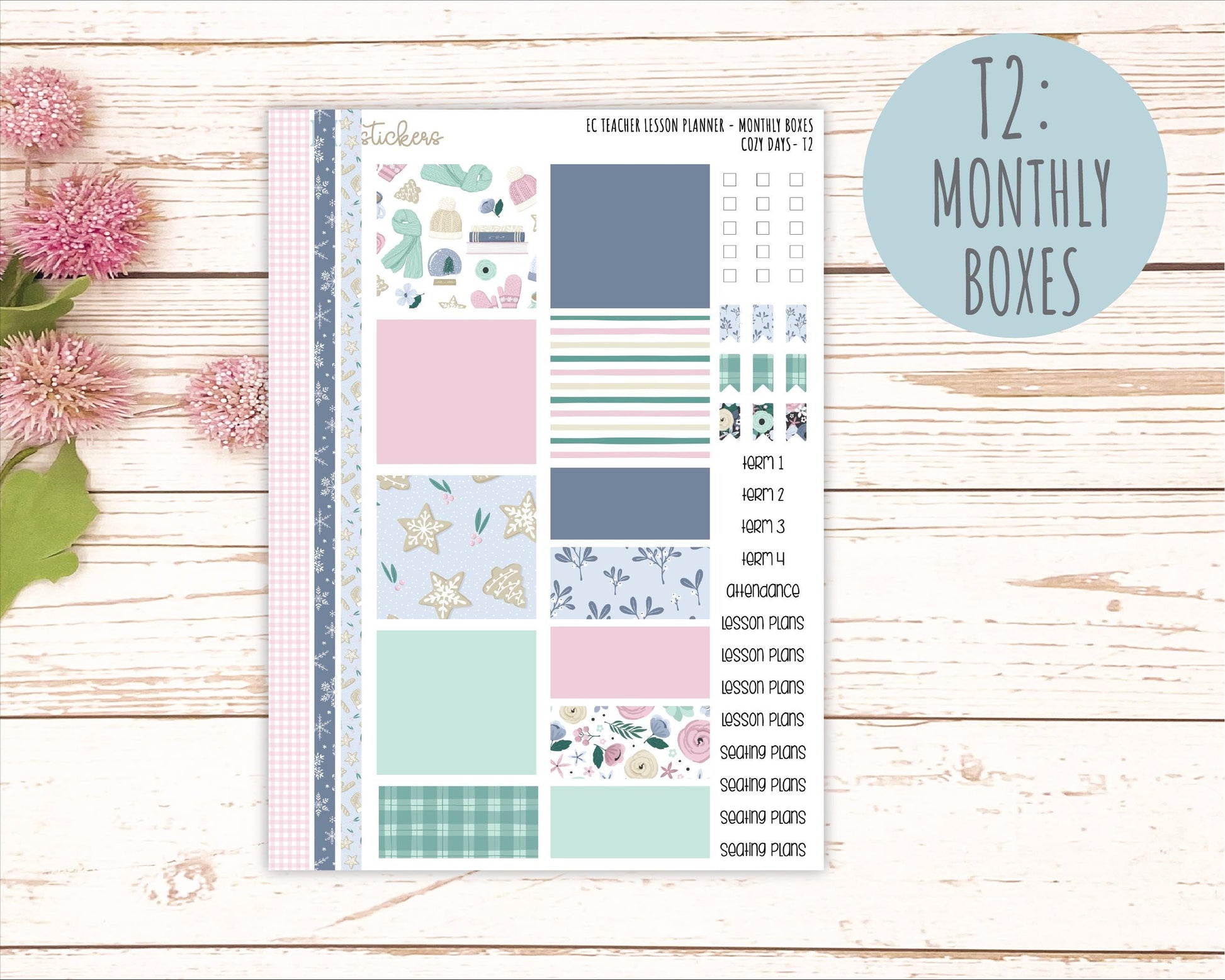 JANUARY Stickers for EC Teacher Lesson Planner. 2025 Collection "Cozy Days" || ECT