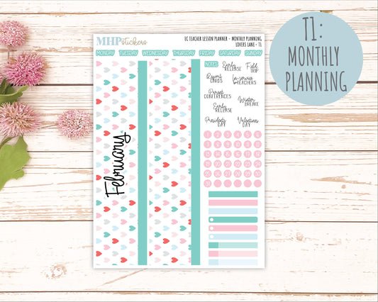 FEBRUARY Stickers for EC Teacher Lesson Planner. 2025 Collection "Lover's Lane" || ECT