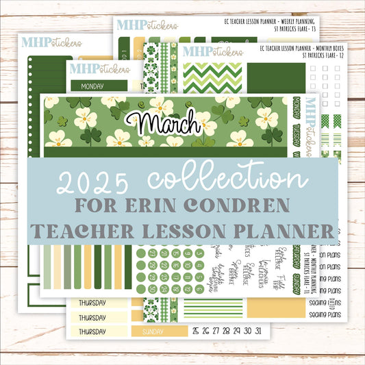MARCH Stickers for EC Teacher Lesson Planner. 2025 Collection "St Patrick's Flare" || ECT