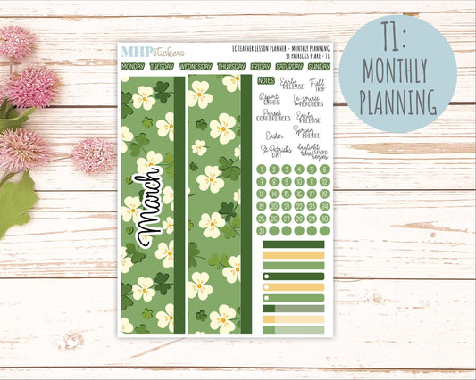 MARCH Stickers for EC Teacher Lesson Planner. 2025 Collection "St Patrick's Flare" || ECT