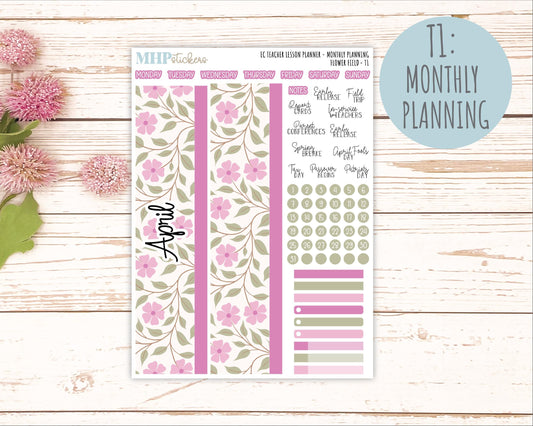 APRIL Stickers for EC Teacher Lesson Planner. 2025 Collection "Flower Field" || ECT