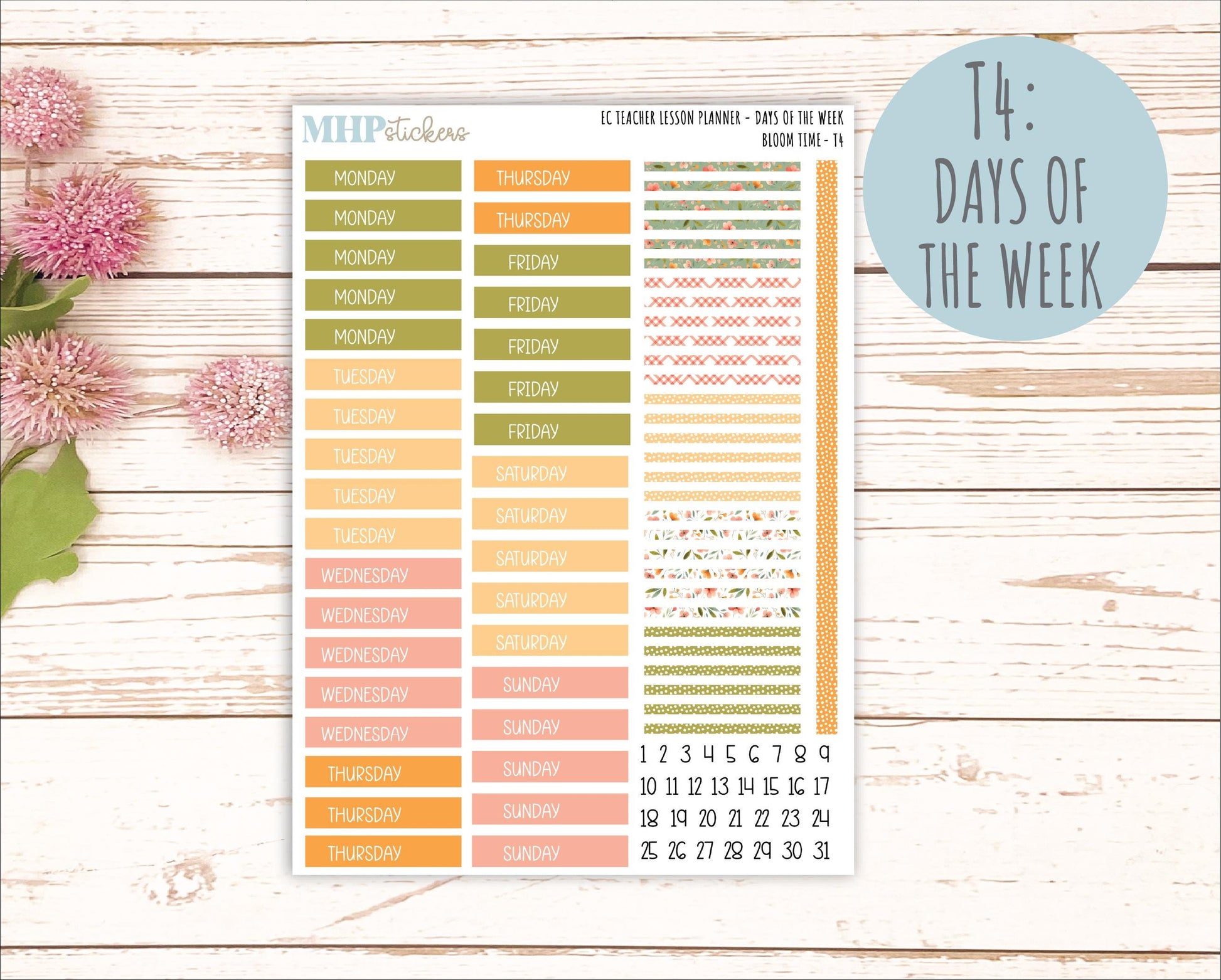 JUNE Stickers for EC Teacher Lesson Planner. 2025 Collection "Bloom Time" || ECT