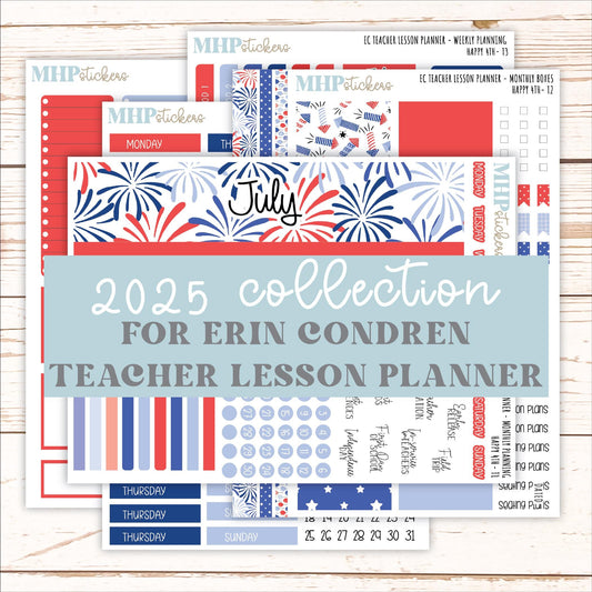JULY Stickers for EC Teacher Lesson Planner. 2025 Collection "Happy 4th" || ECT