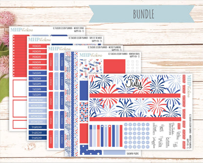 JULY Stickers for EC Teacher Lesson Planner. 2025 Collection "Happy 4th" || ECT