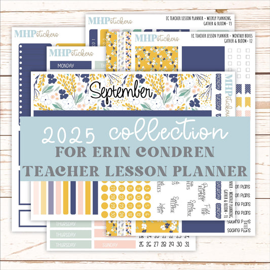 SEPTEMBER Stickers for EC Teacher Lesson Planner. 2025 Collection "Gather & Bloom" || ECT