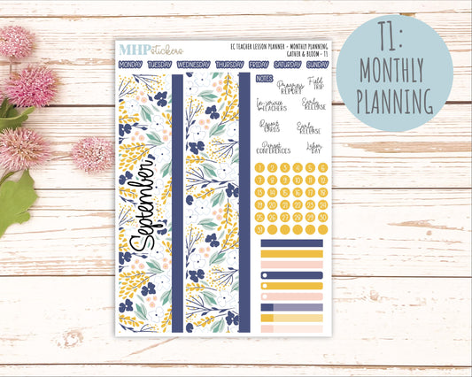 SEPTEMBER Stickers for EC Teacher Lesson Planner. 2025 Collection "Gather & Bloom" || ECT