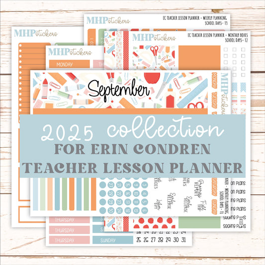 SEPTEMBER Stickers for EC Teacher Lesson Planner. 2025 Collection "School Days" || ECT