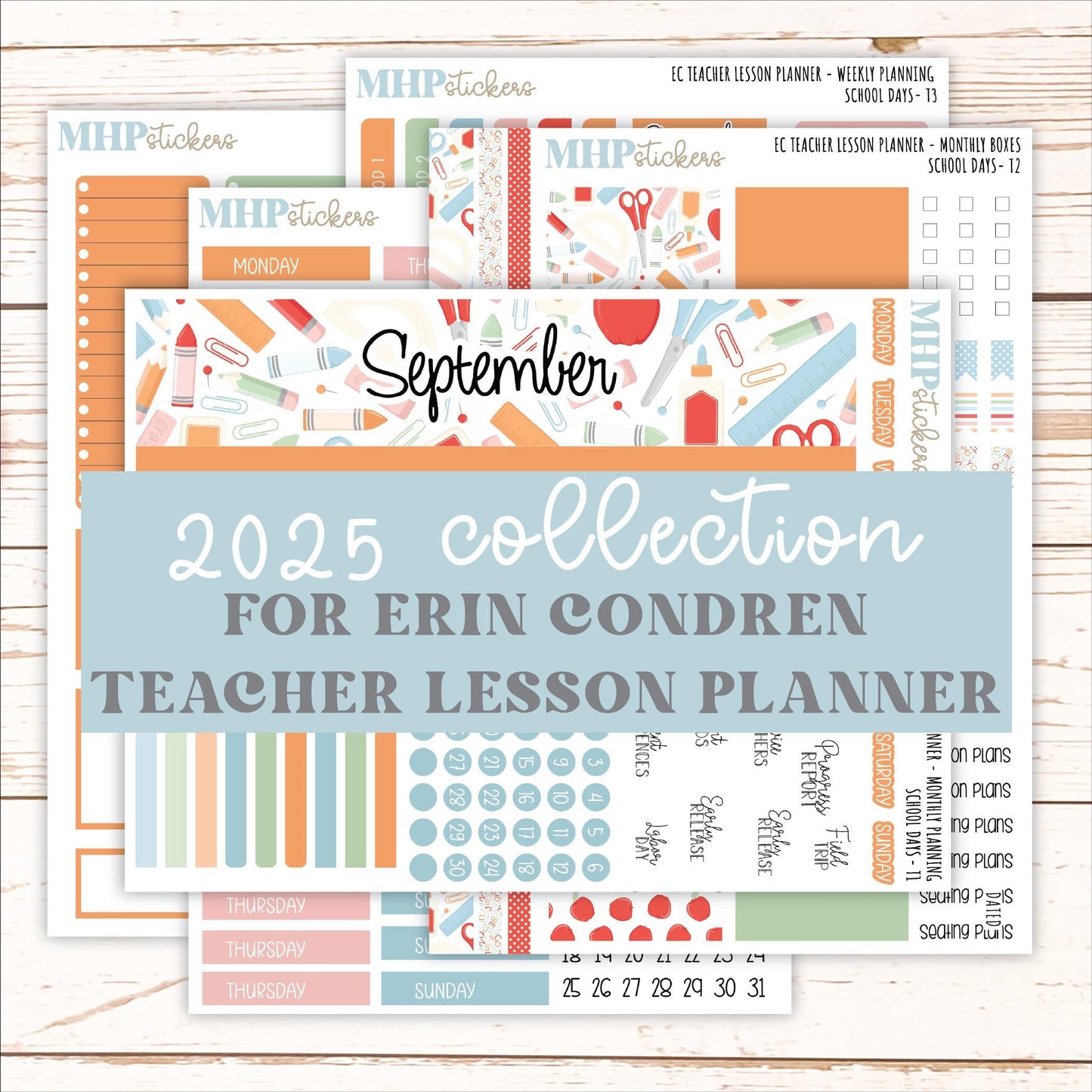 SEPTEMBER Stickers for EC Teacher Lesson Planner. 2025 Collection "School Days" || ECT