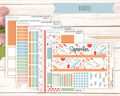 SEPTEMBER Stickers for EC Teacher Lesson Planner. 2025 Collection "School Days" || ECT