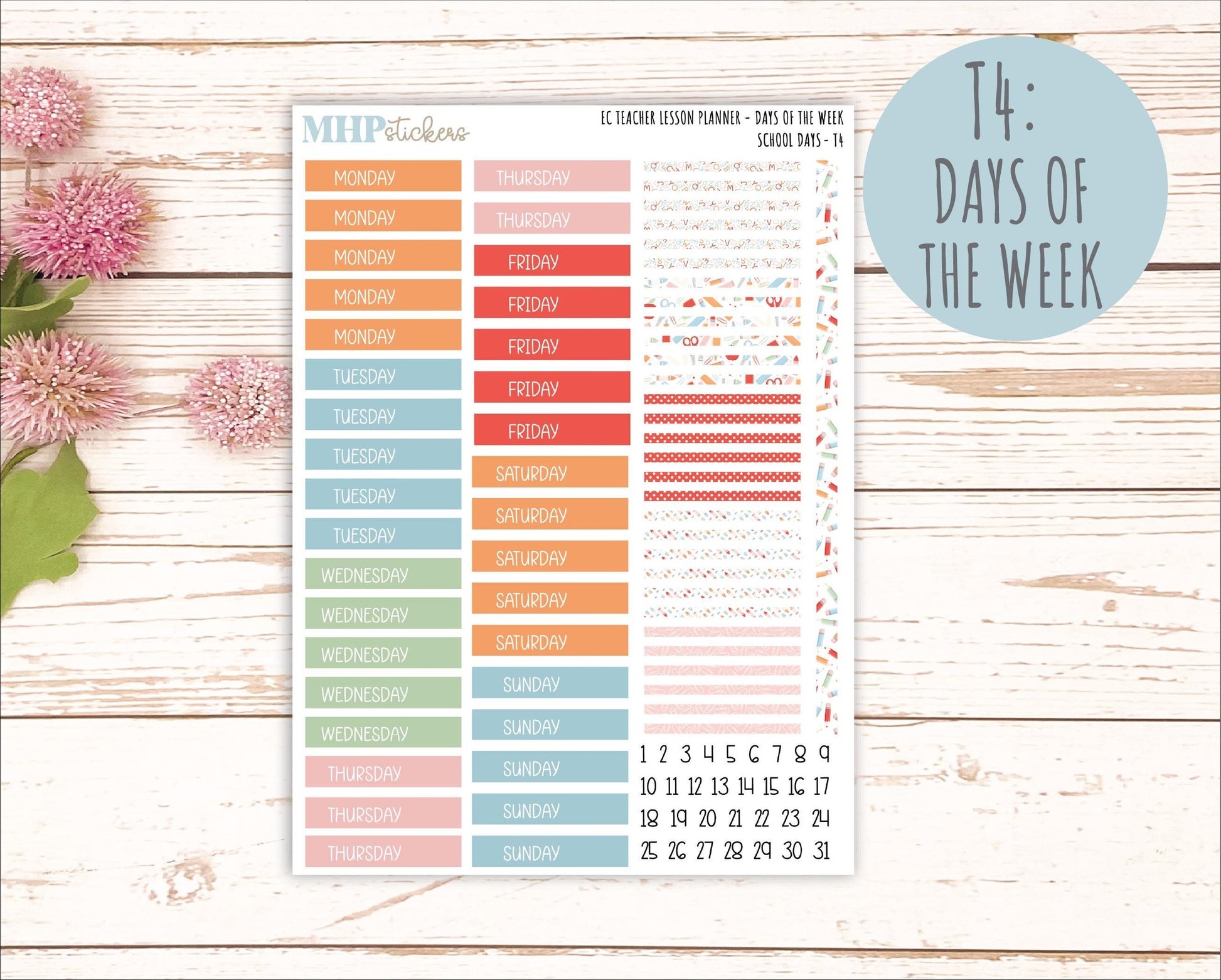 SEPTEMBER Stickers for EC Teacher Lesson Planner. 2025 Collection "School Days" || ECT