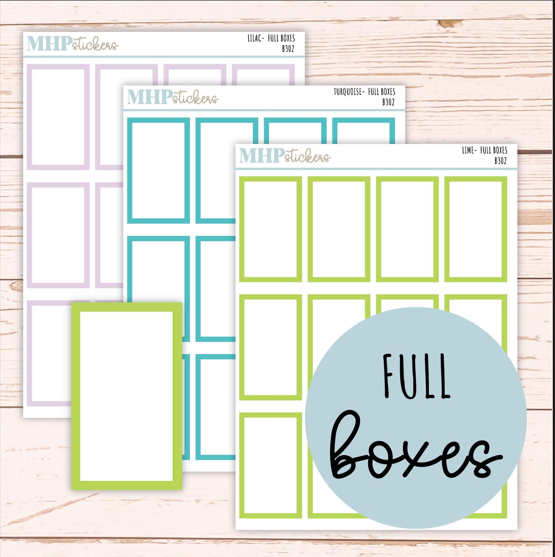 Full Box Stickers for 7x9 Planners. || B302
