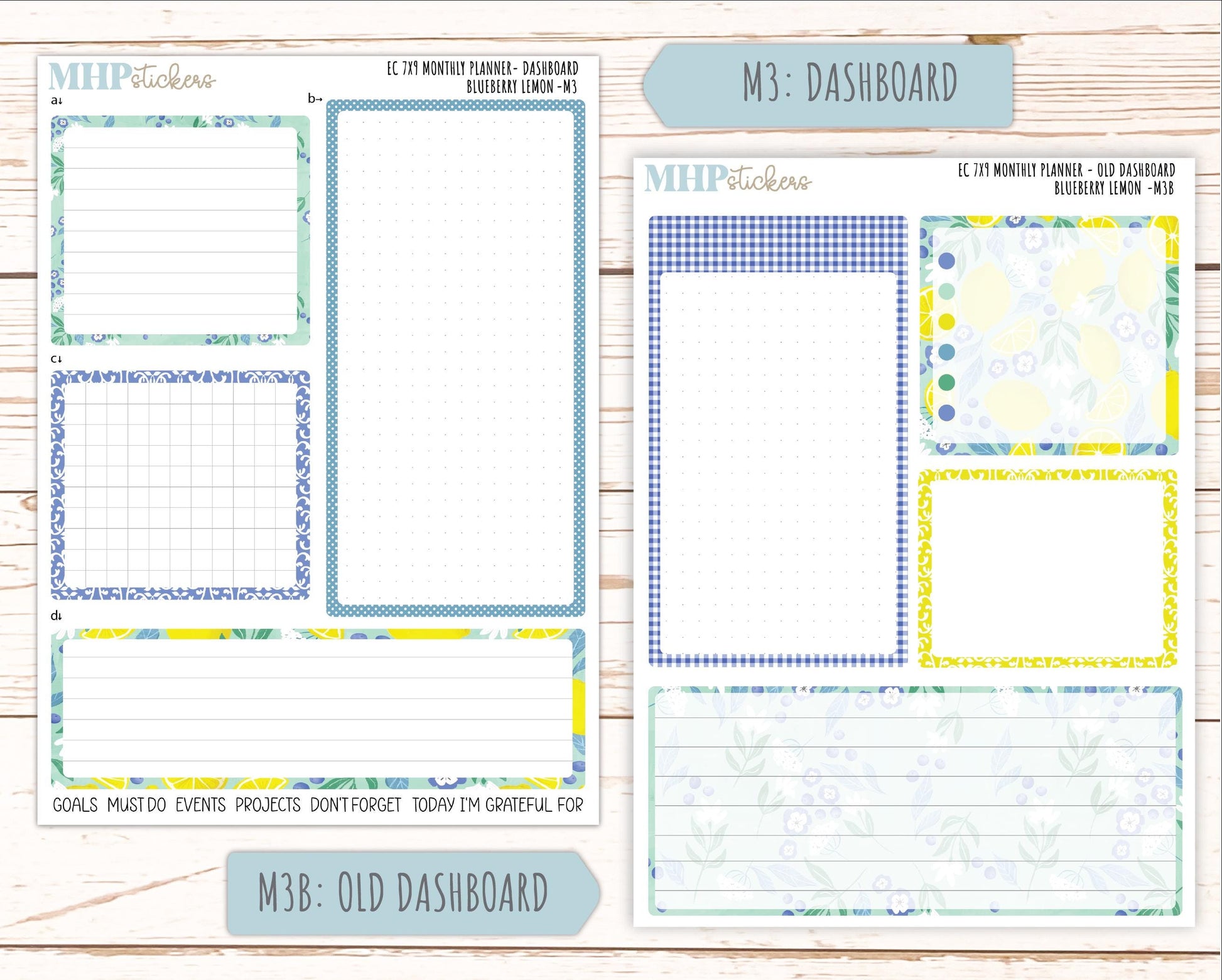 JULY MONTHLY Kit for 7x9 Erin Condren Planners. 2025 Collection "Blueberry Lemon" || ECM