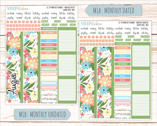 AUGUST MONTHLY Kit for 7x9 Erin Condren Planners. 2025 Collection "Sunny Days" || ECM
