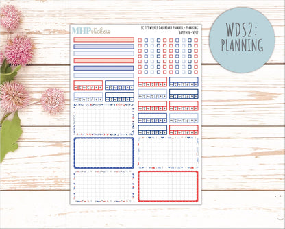 JULY Weekly Dashboard Kit for 7x9 Erin Condren Planners. "Happy 4th" || ECWDS