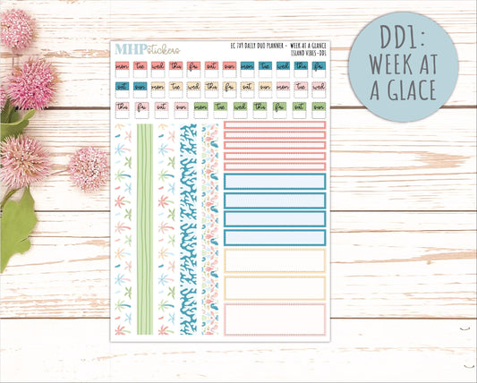 AUGUST Daily Duo Sticker Kit for 7x9 Erin Condren Planners. "Island Vibes" || ECDD