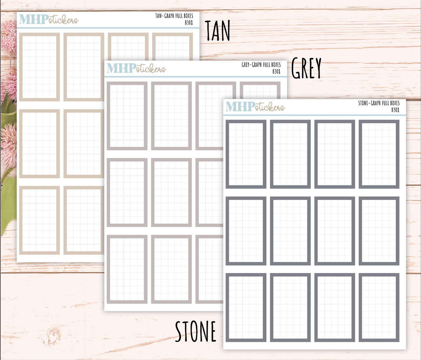 Full Graph Box Stickers for 7x9 Planners. || B308
