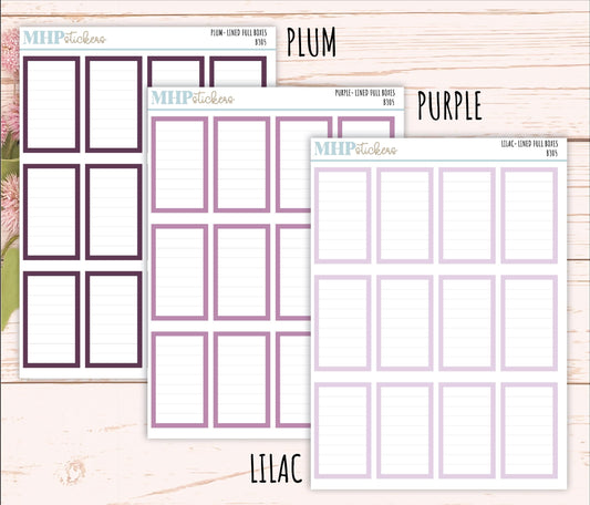 Full Lined Box Stickers for 7x9 Planners. || B305