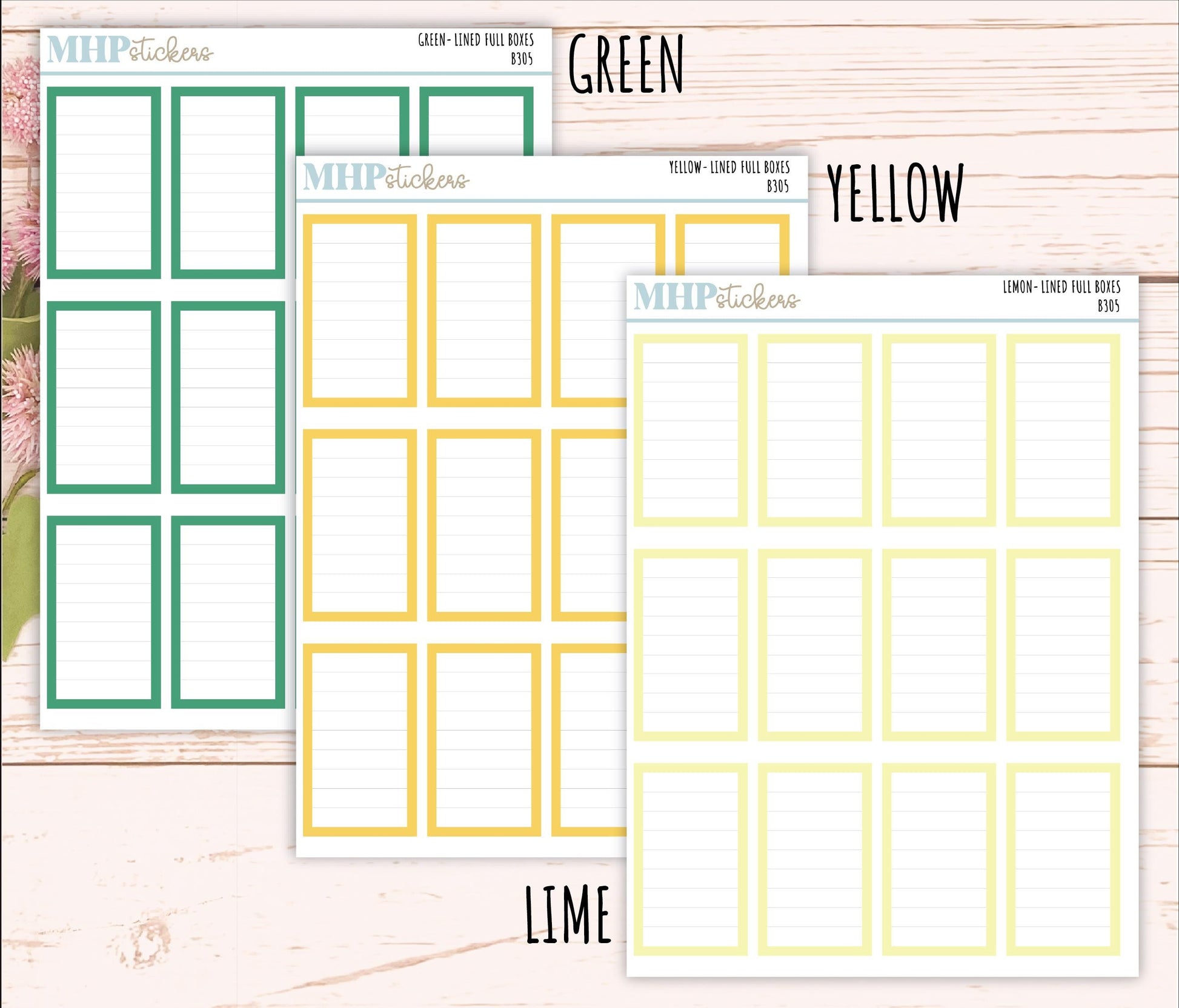 Full Lined Box Stickers for 7x9 Planners. || B305