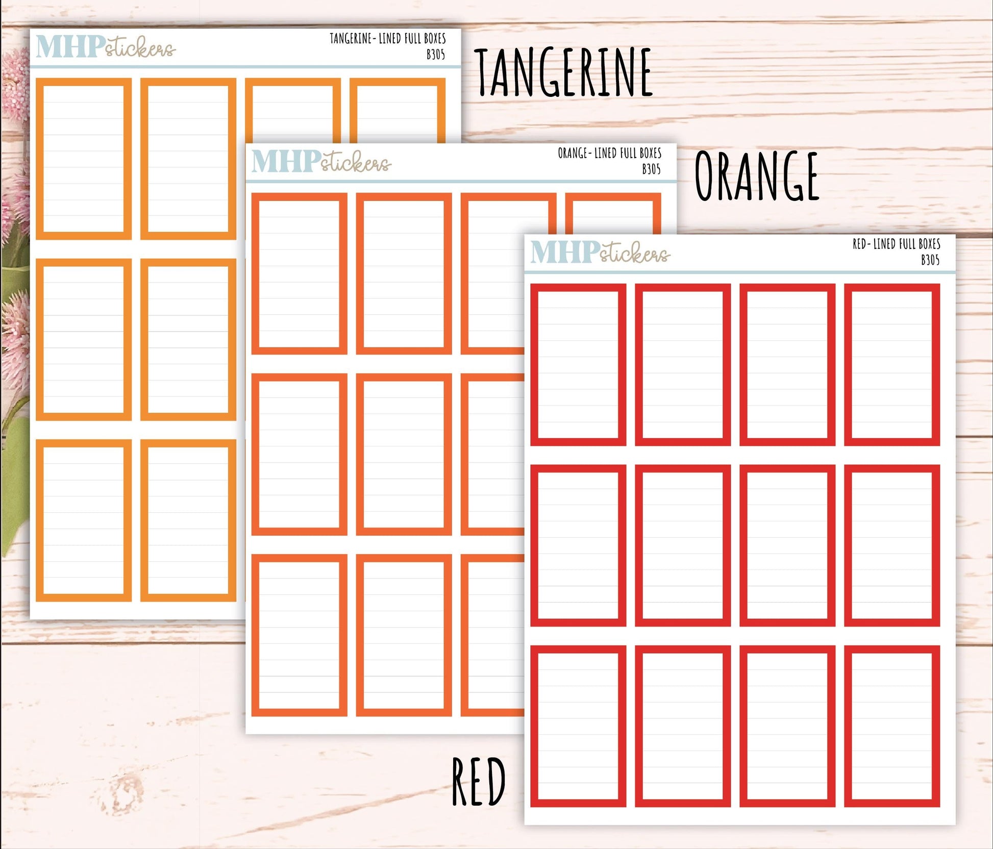 Full Lined Box Stickers for 7x9 Planners. || B305