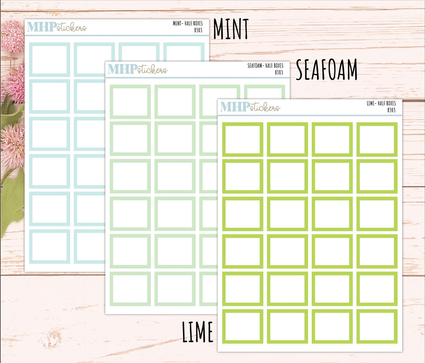 Half Box Stickers for 7x9 Planners. Functional planner Stickers || B303