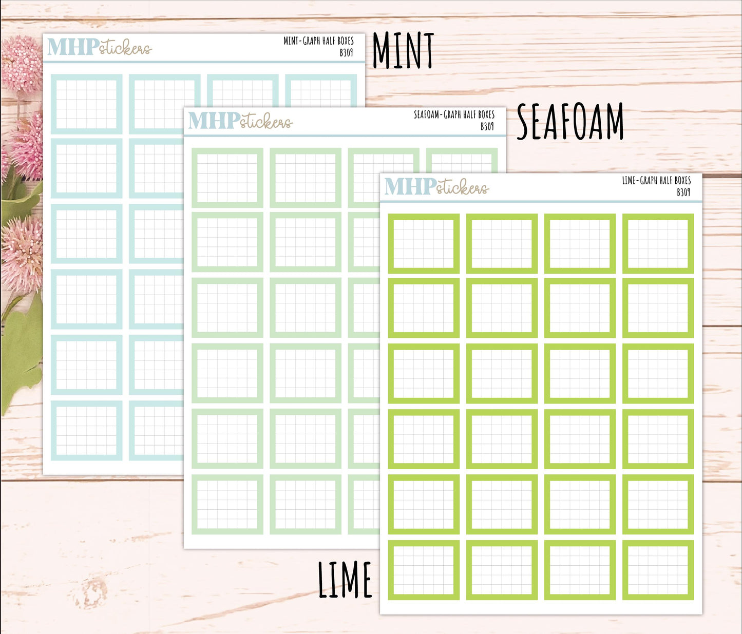 Half Graph Box Stickers for 7x9 Planners. Functional Planner Stickers || B309