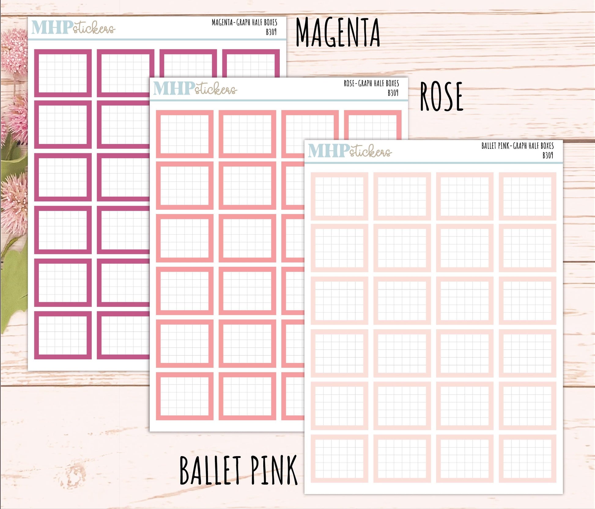 Half Graph Box Stickers for 7x9 Planners. Functional Planner Stickers || B309