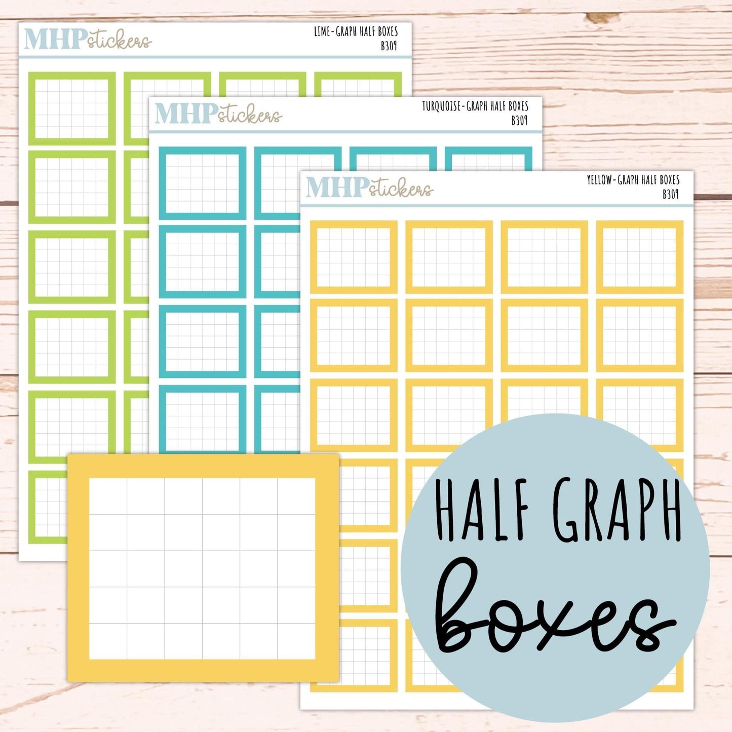 Half Graph Box Stickers for 7x9 Planners. Functional Planner Stickers || B309